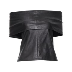 nuevo ROSETTA GETTY top negro de piel de cordero con escote XS