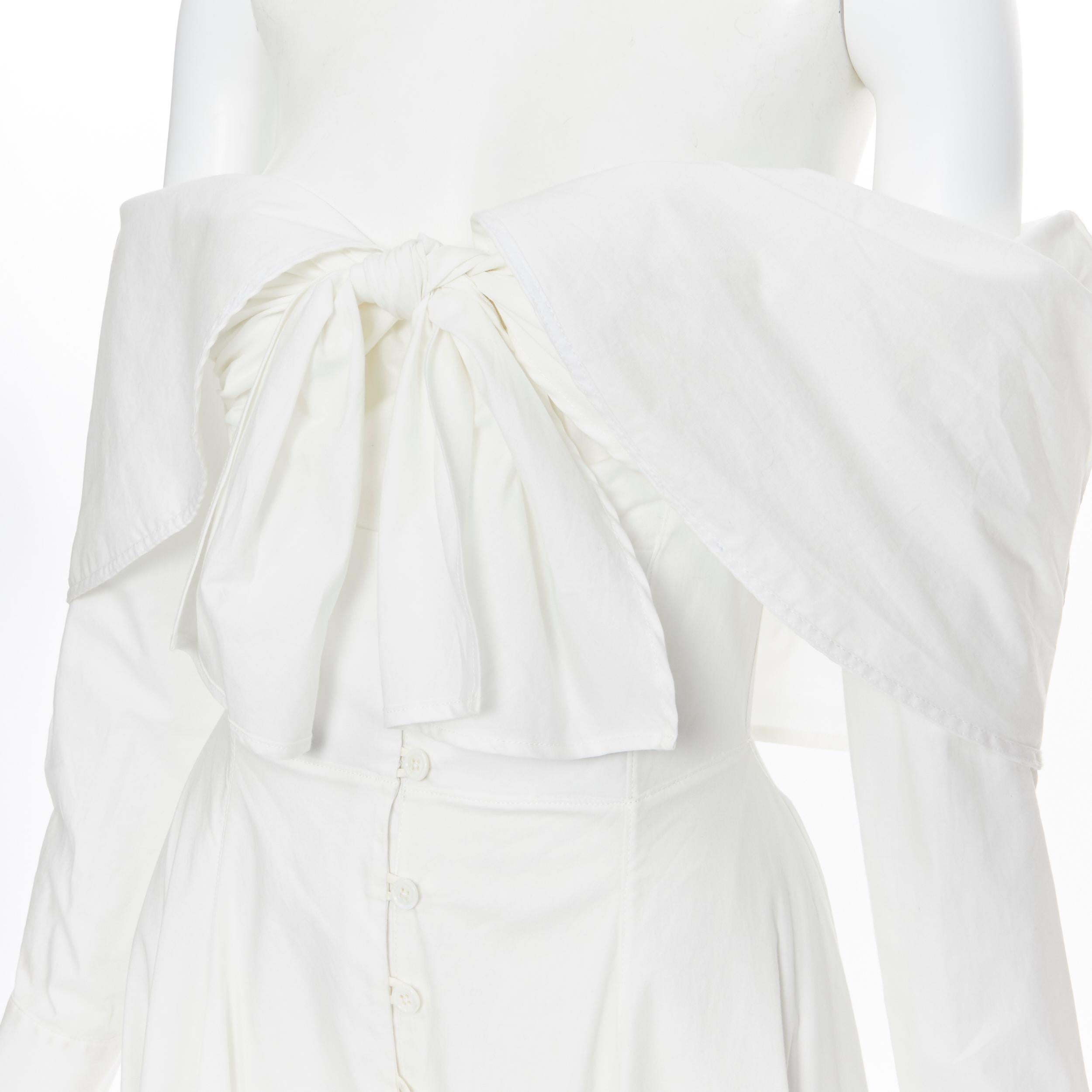 new ROSIE ASSOULIN Booby Trap white cotton poplin tie bust midi dress ...
