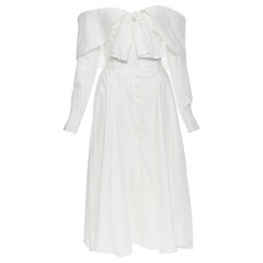 nuovo Rosie Assoulin Booby Trap, abito midi in popeline di cotone bianco US2 XS
