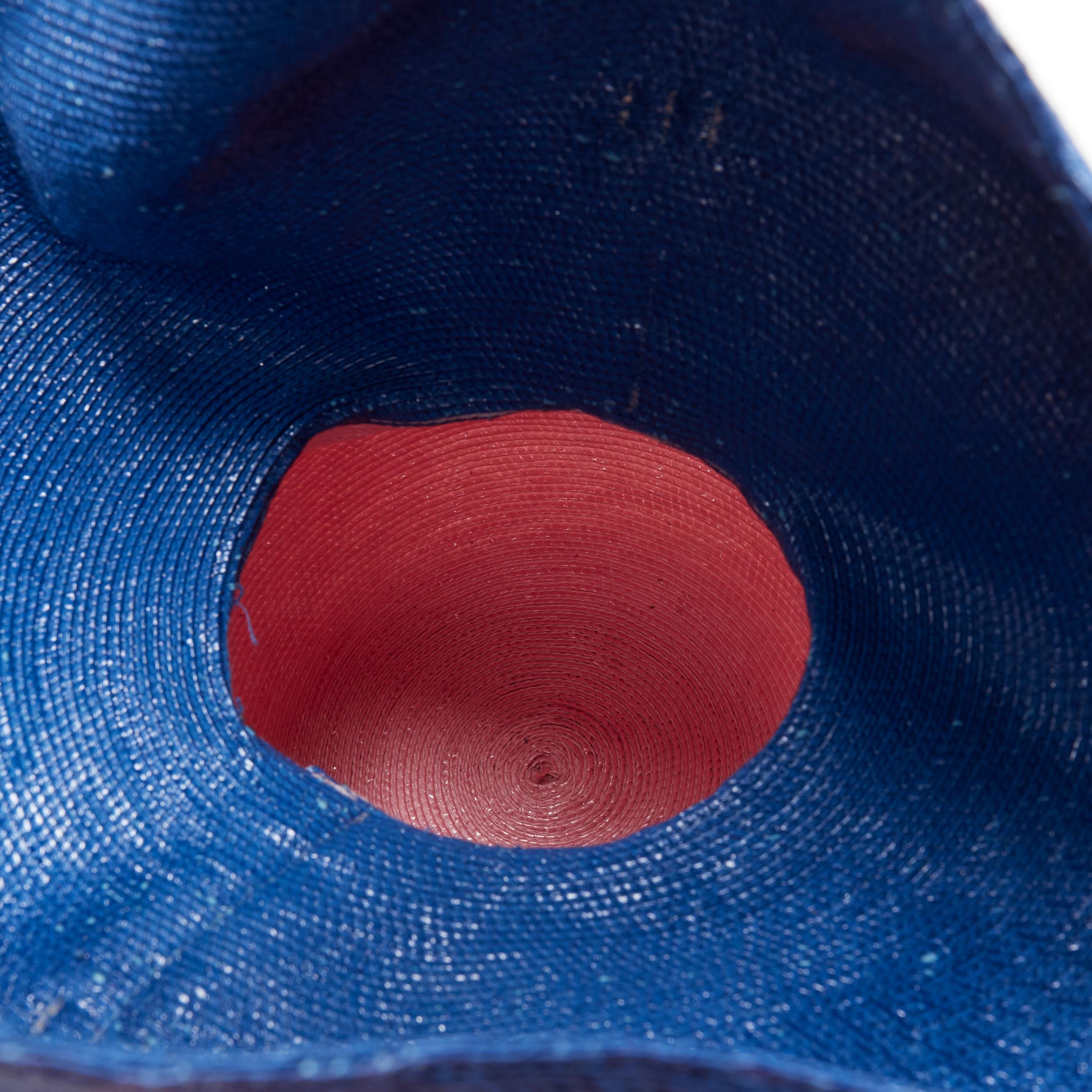 new ROSIE ASSOULIN Jug sculptural pink blue flared raffia woven basket bag For Sale 6