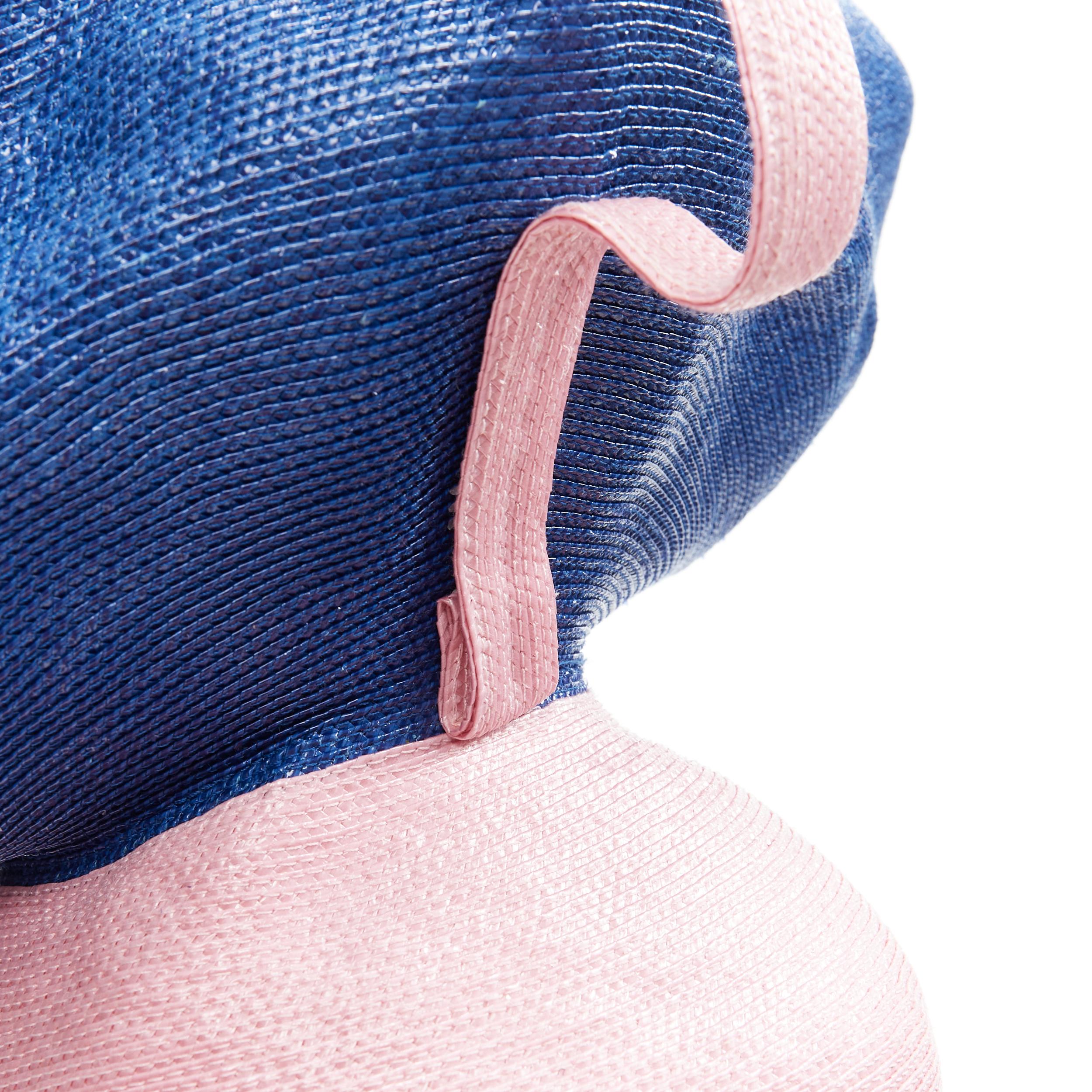 new ROSIE ASSOULIN Jug sculptural pink blue flared raffia woven basket bag For Sale 3