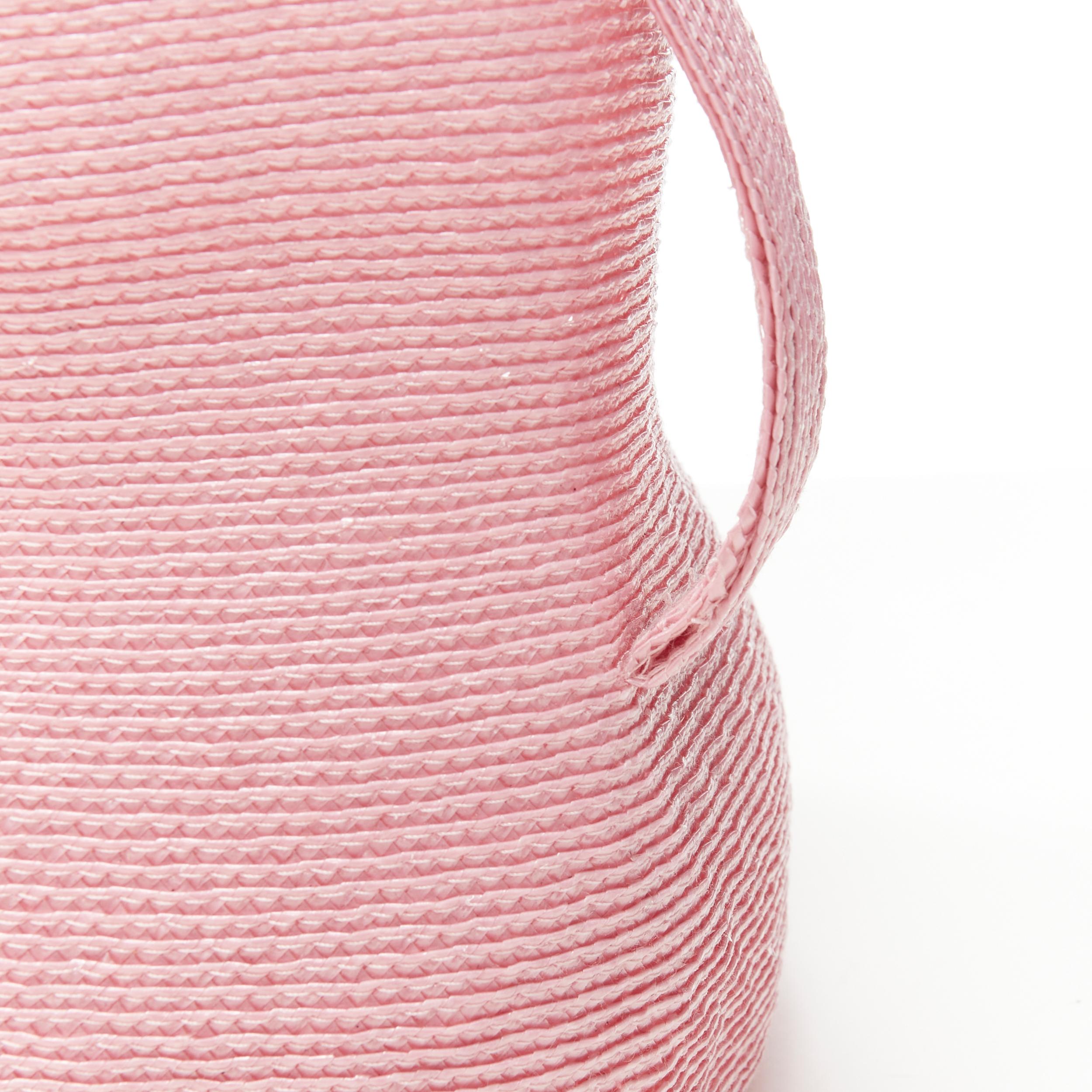 new ROSIE ASSOULIN North South Jug pink raffia straw woven small basket bag In New Condition In Hong Kong, NT