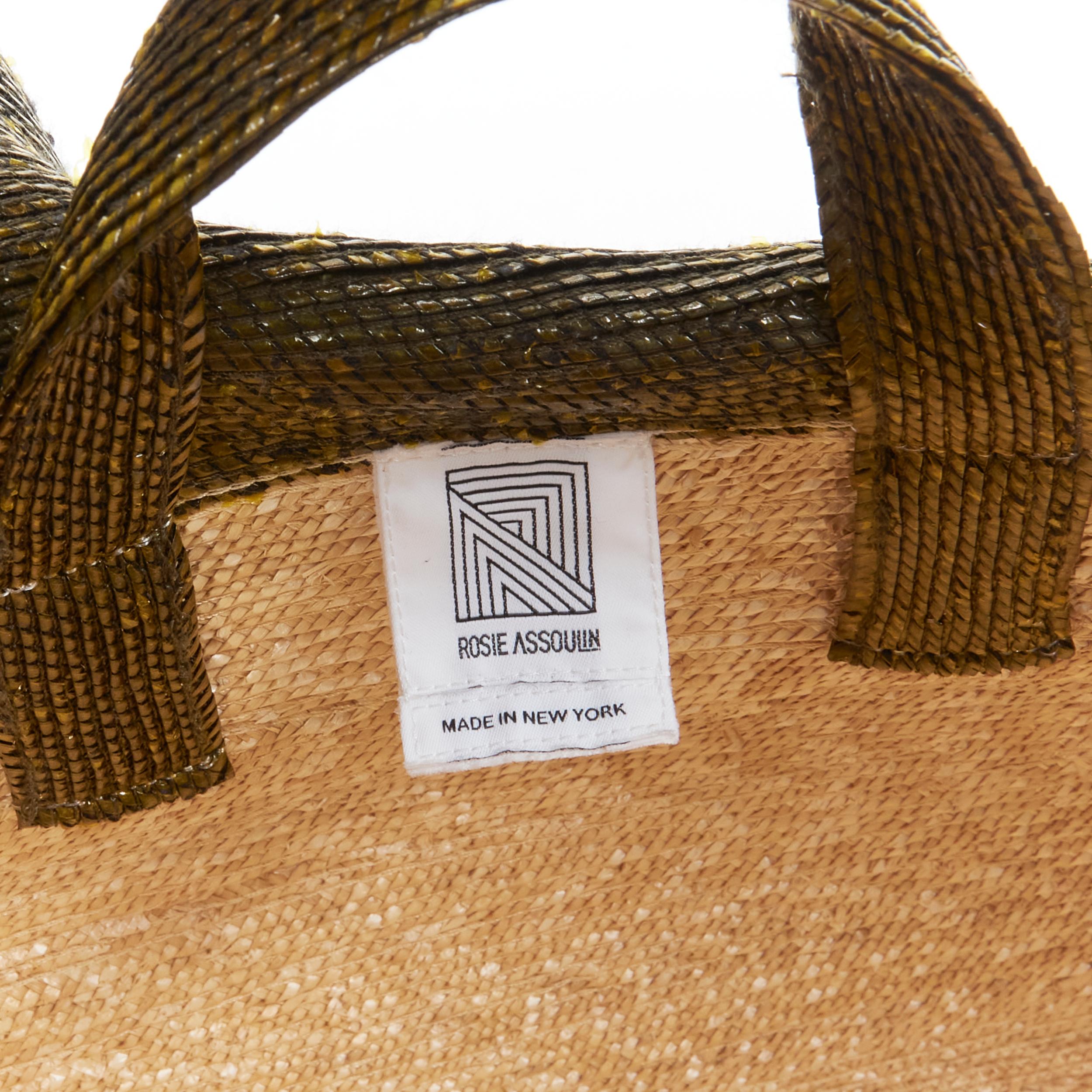new ROSIE ASSOULIN Oversized East West green ruffle raffia basket bag For Sale 4