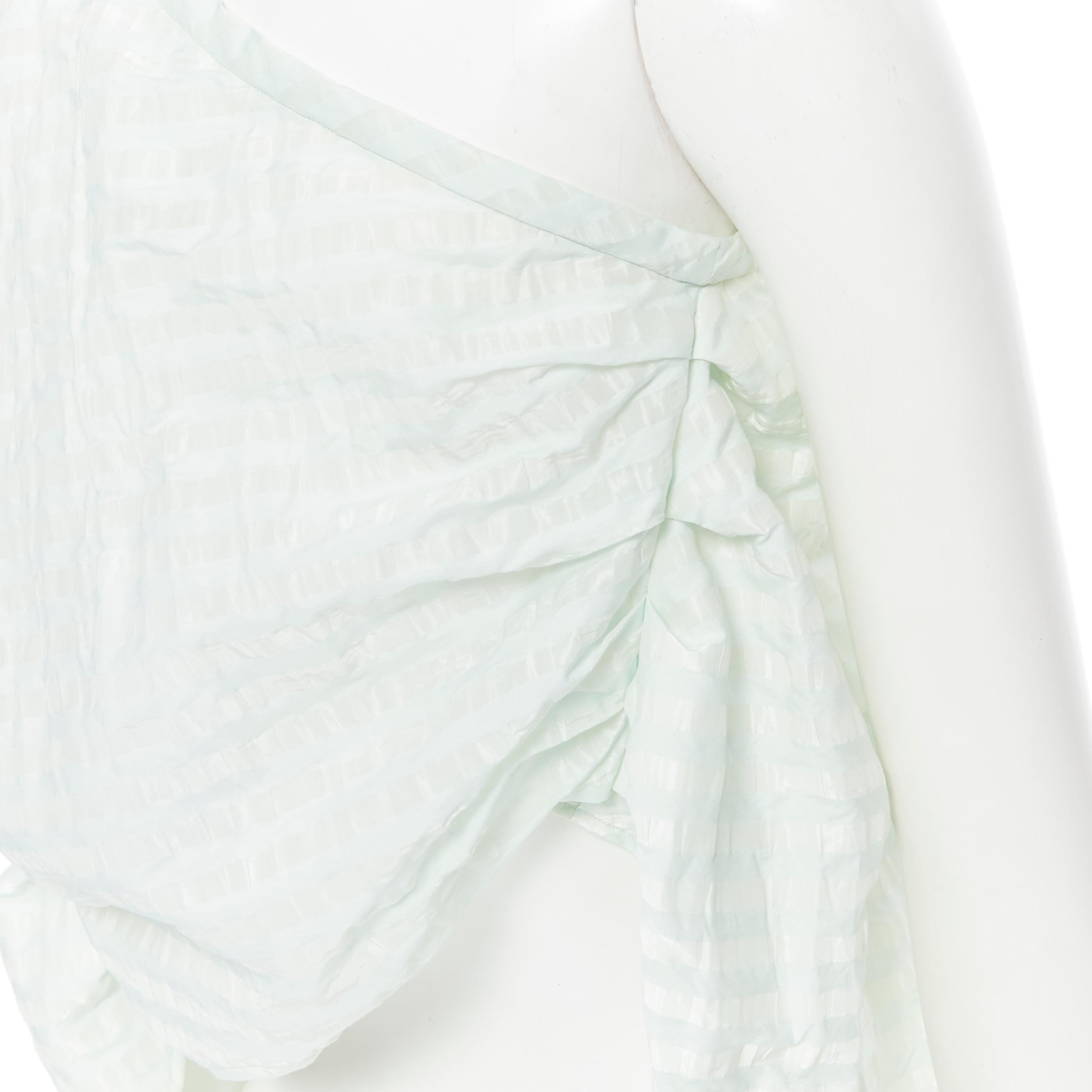 new ROSIE ASSOULIN pastel green striped rusched draped back one shoulder top XS
Brand: Rosie Assoulin
Designer: Rosie Assoulin
Model Name / Style: One shoulder top
Material: Nylon, cotton, silk
Color: Green
Pattern: Striped
Lining material: