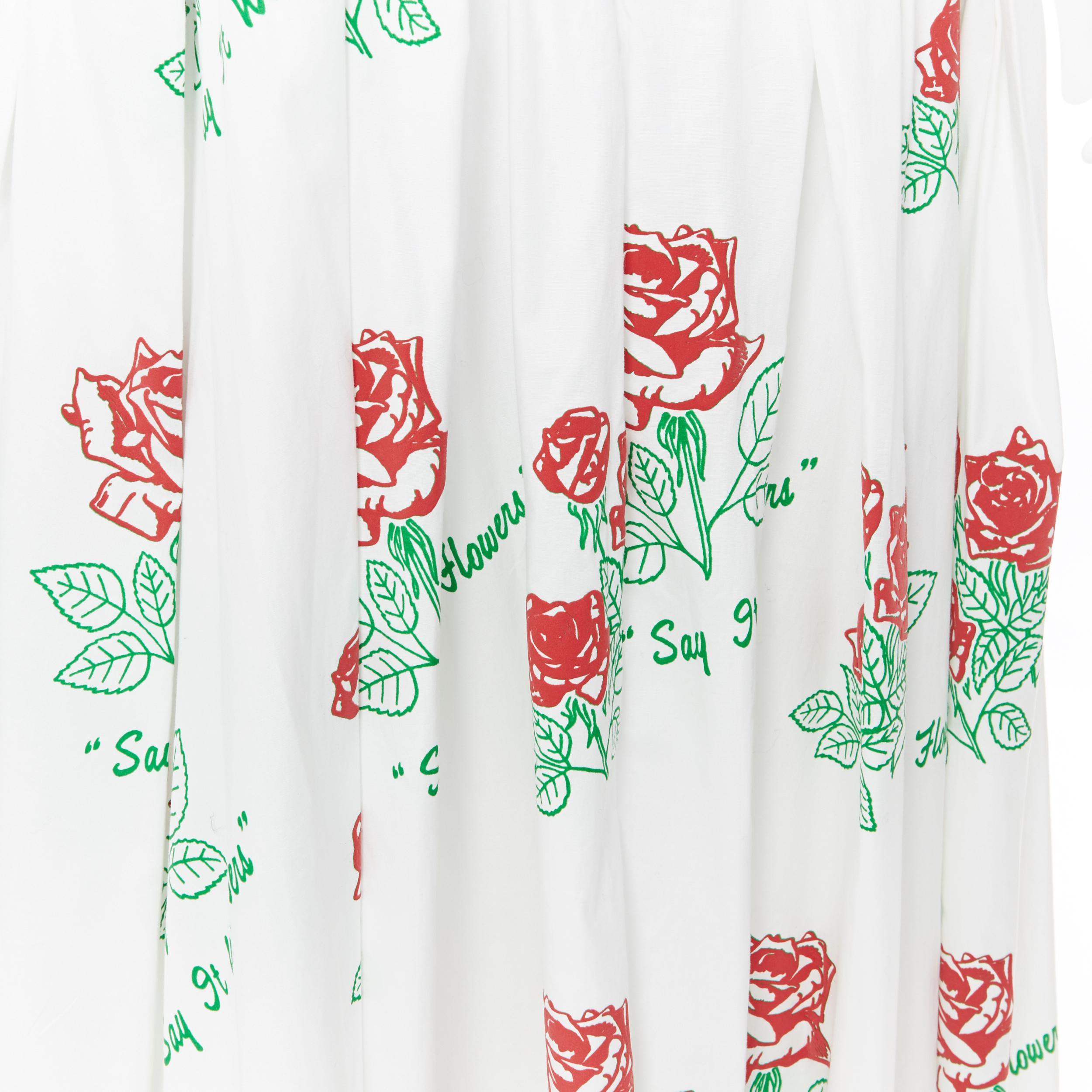 new ROSIE ASSOULIN Say It With Flowers rose flock printed midi flared skirt US4 Reference: TGAS/A04851 
Brand: Rosie Assoulin 
Designer: Rosie Assoulin 
Collection: Pre-fall 2018 
Material: Cotton 
Color: White 
Pattern: Floral
Closure: Zip