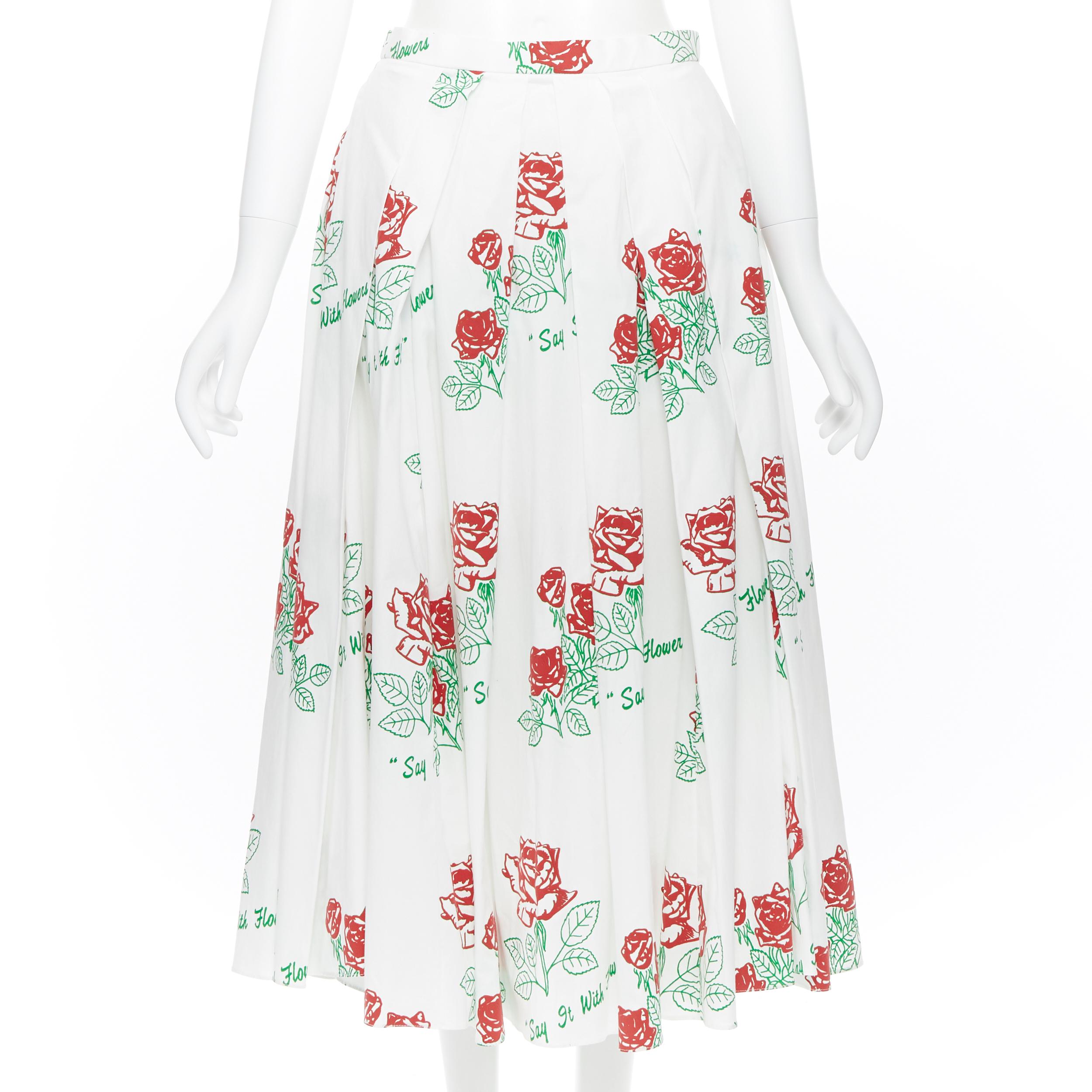 Gray new ROSIE ASSOULIN Say It With Flowers rose flock printed midi flared skirt US4