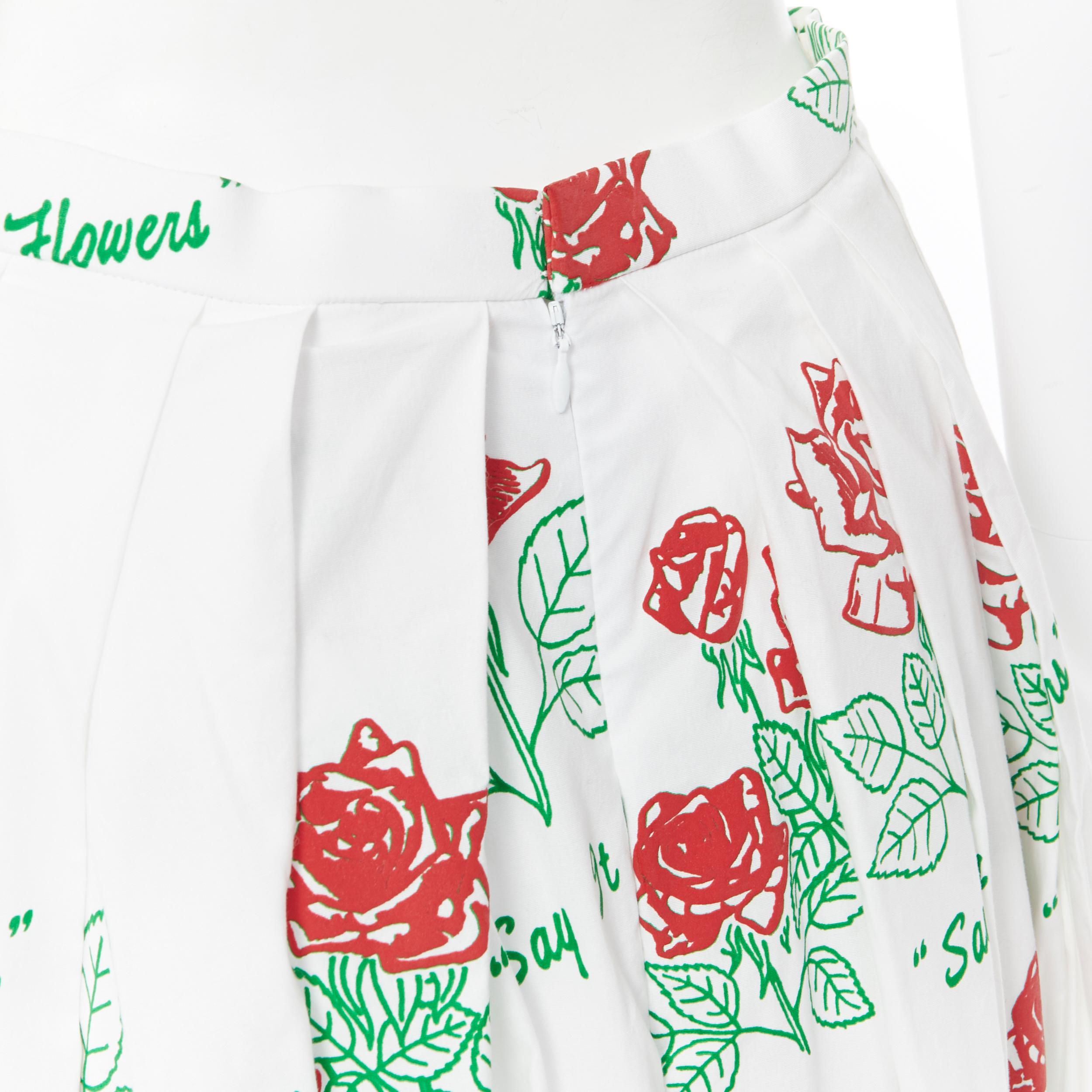 Women's new ROSIE ASSOULIN Say It With Flowers rose flock printed midi flared skirt US4