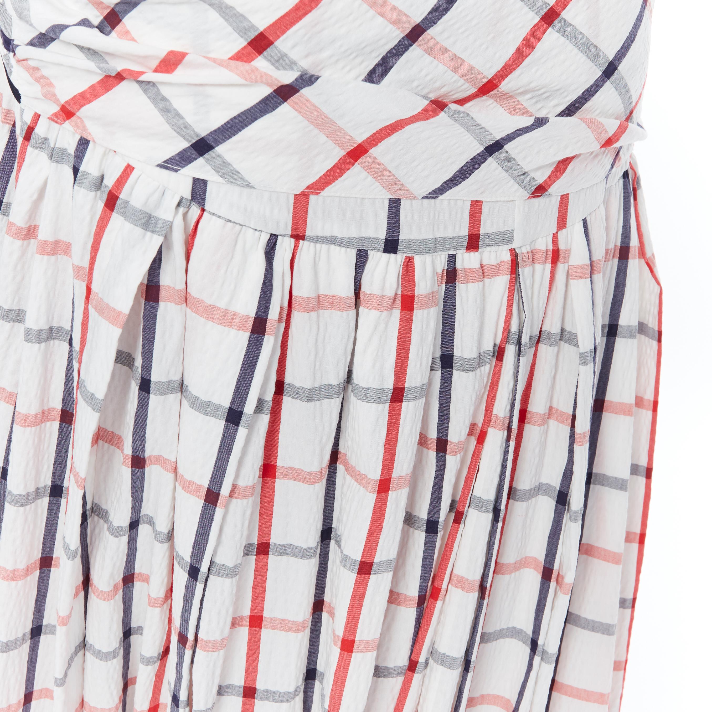 nuovo Rosie Assoulin SS18 Runway Tri-Tie check cotone seersucker gonna abito US2 2