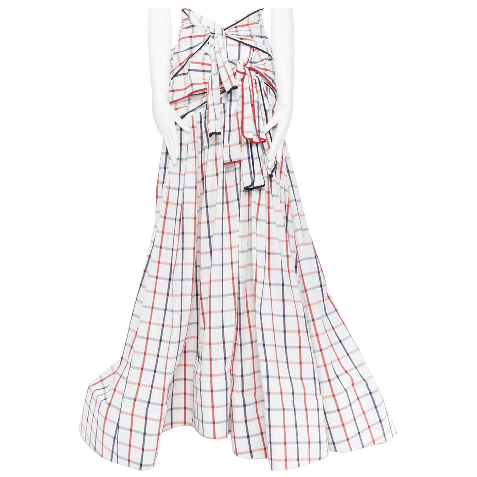 new ROSIE ASSOULIN SS18 Runway Tri-Tie check cotton seersucker gown skirt US2