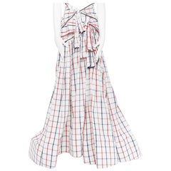 new ROSIE ASSOULIN SS18 Runway Tri-Tie check cotton seersucker gown skirt US4