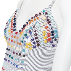 new ROSIE ASSOULIN SS19 Runway rainbow beaded striped midi summer dress US0 XS