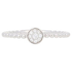 New Round Brilliant Cut Diamond-Accented Ring 14k White Gold Illusion Solitaire