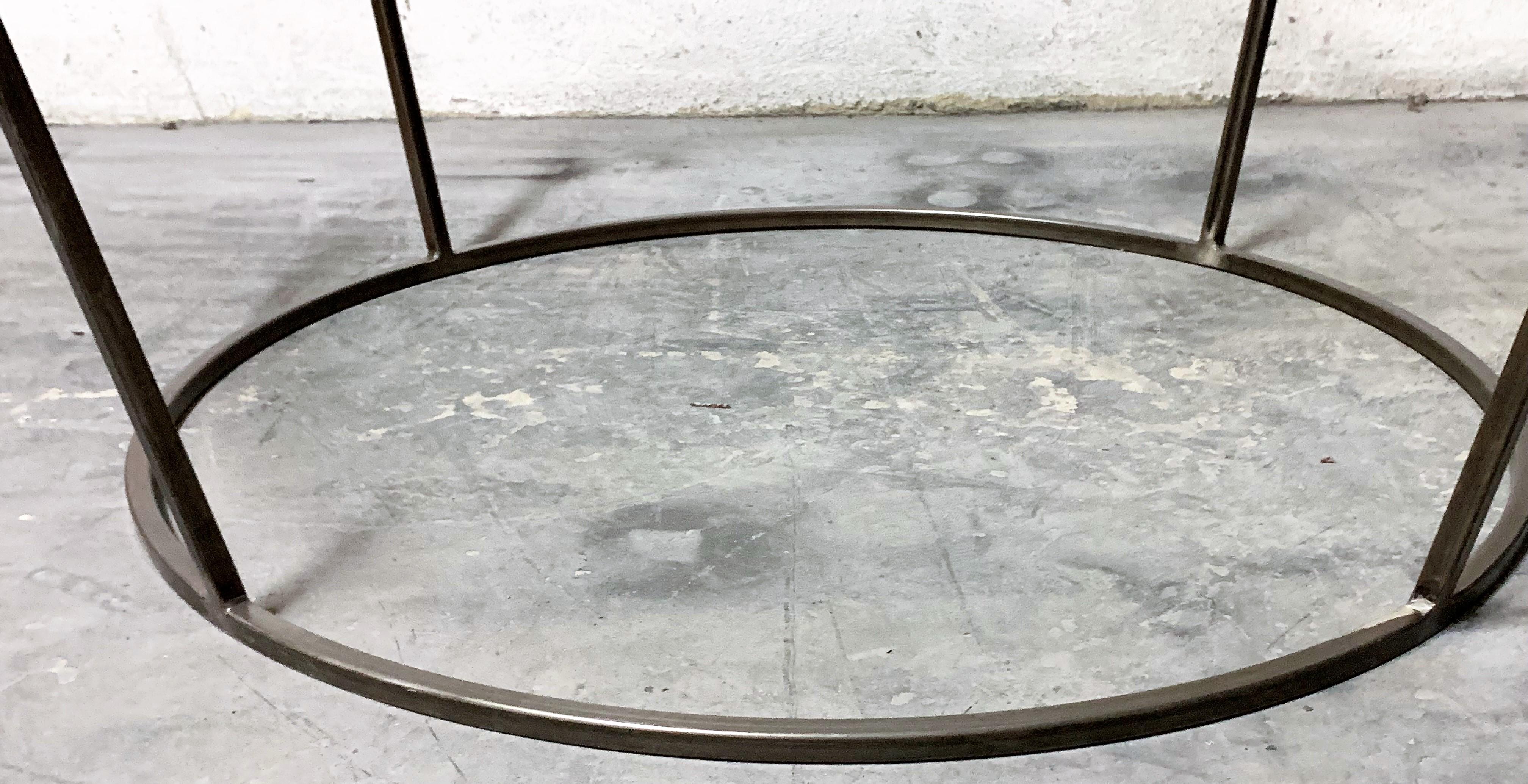 Iron New Round Coffee Table with Metal Structure and Glass Top For Sale