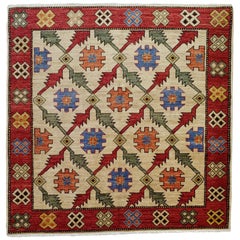 New Rug From Afghanistan, Persian Baktiary Design, Wool, Natural Dyes, 4x4 Sq