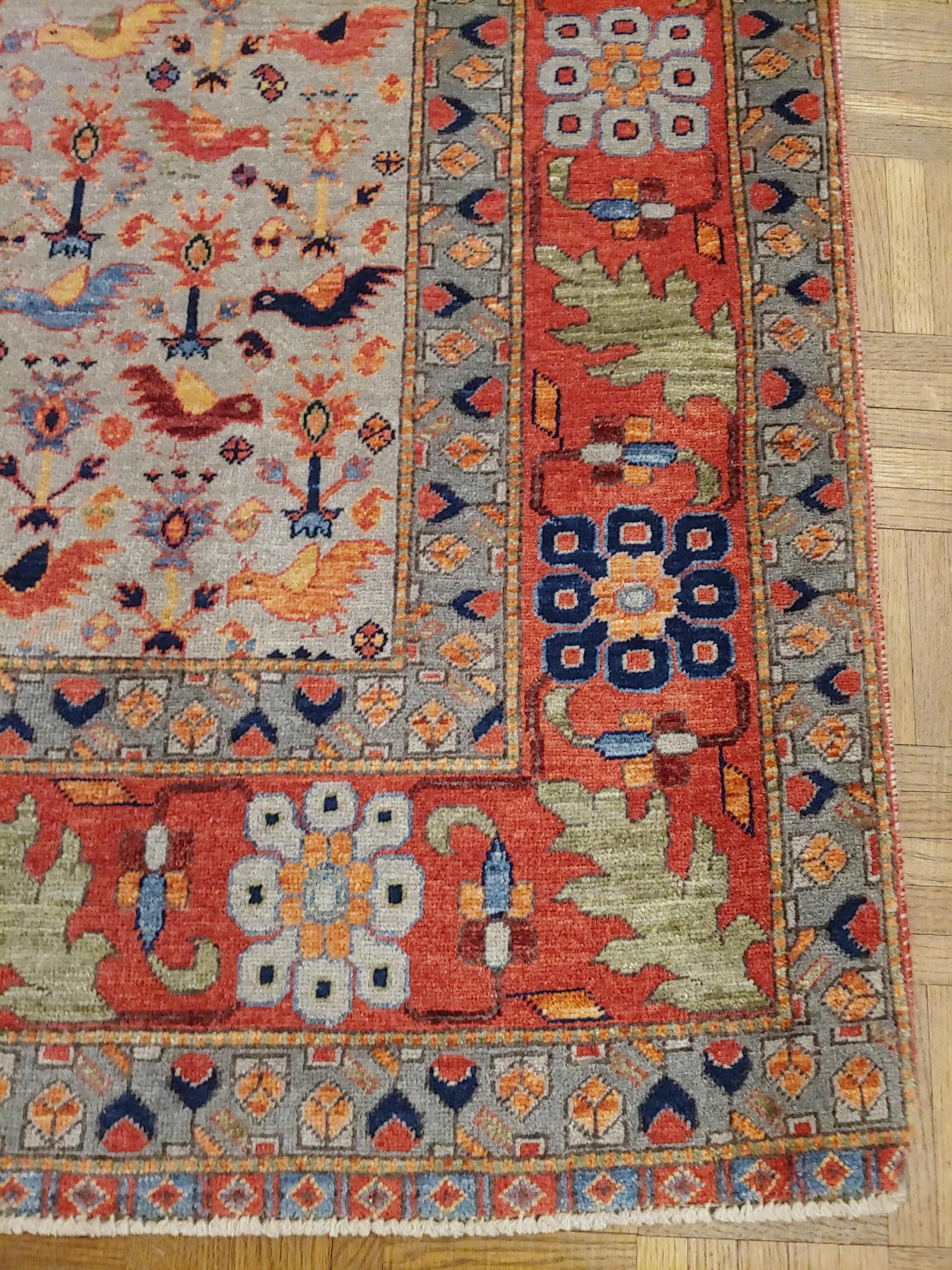 Woven New Rug From Afghanistan, Persian Qashqai-Shiraz Design, Wool, Natural Dyes 4x6  For Sale