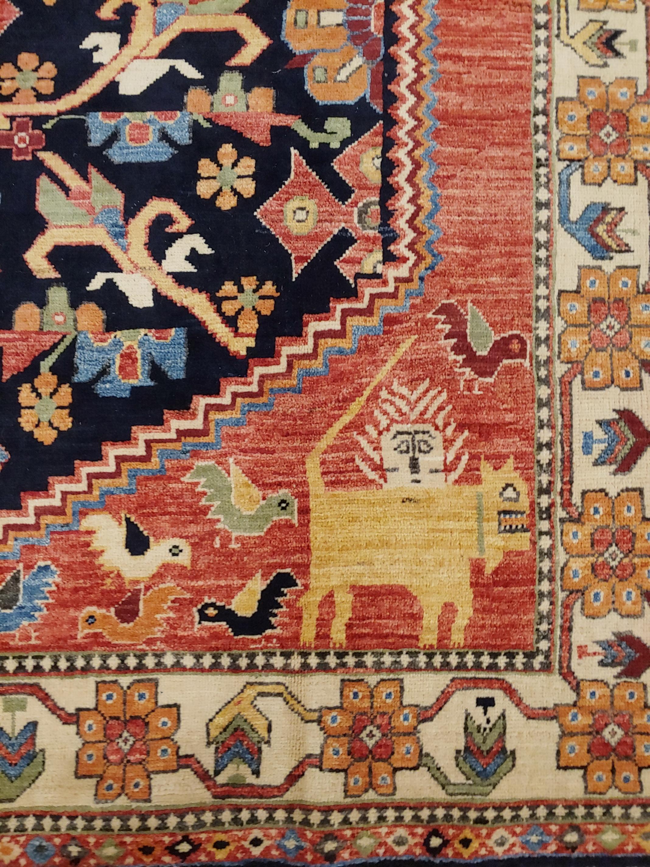 Woven New Rug From Afghanistan, Persian Qashqai Shiraz Design, Wool, Natural Dyes 4x6 For Sale