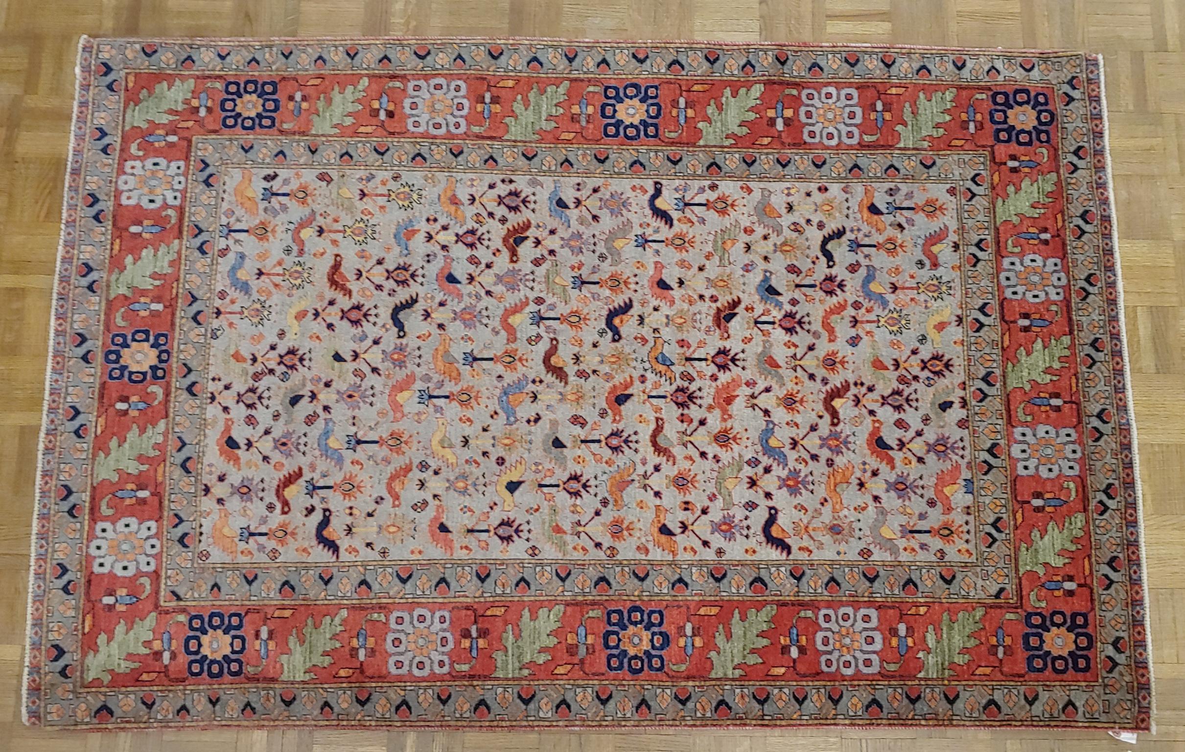 New Rug From Afghanistan, Persian Qashqai-Shiraz Design, Wool, Natural Dyes 4x6  For Sale 2