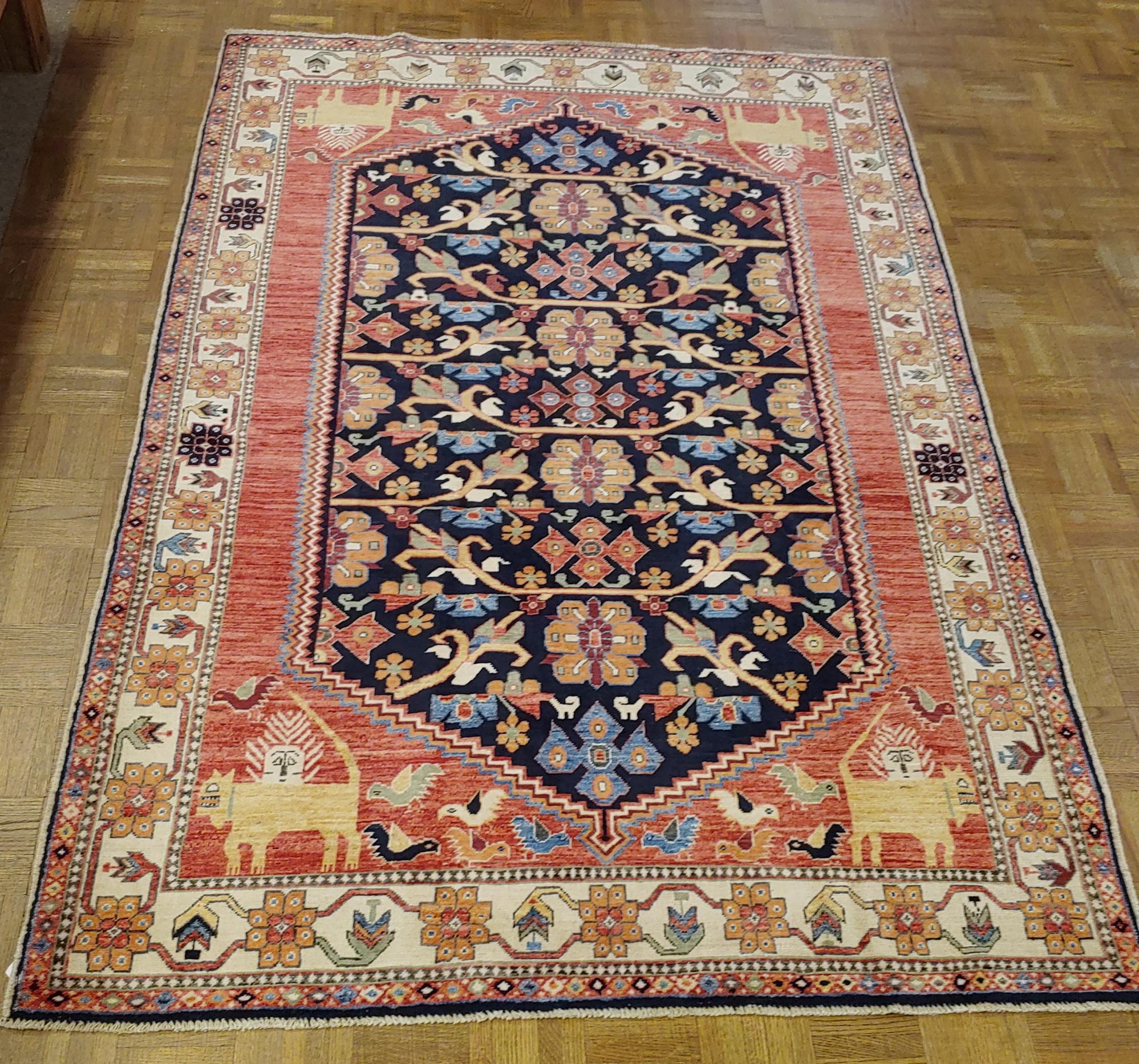 New Rug From Afghanistan, Persian Qashqai Shiraz Design, Wool, Natural Dyes 4x6 For Sale 1