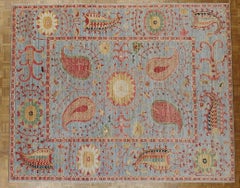 New Rug From Afghanistan, Russian Suzani Design, Wool, Natural Dyes, 8-1x10