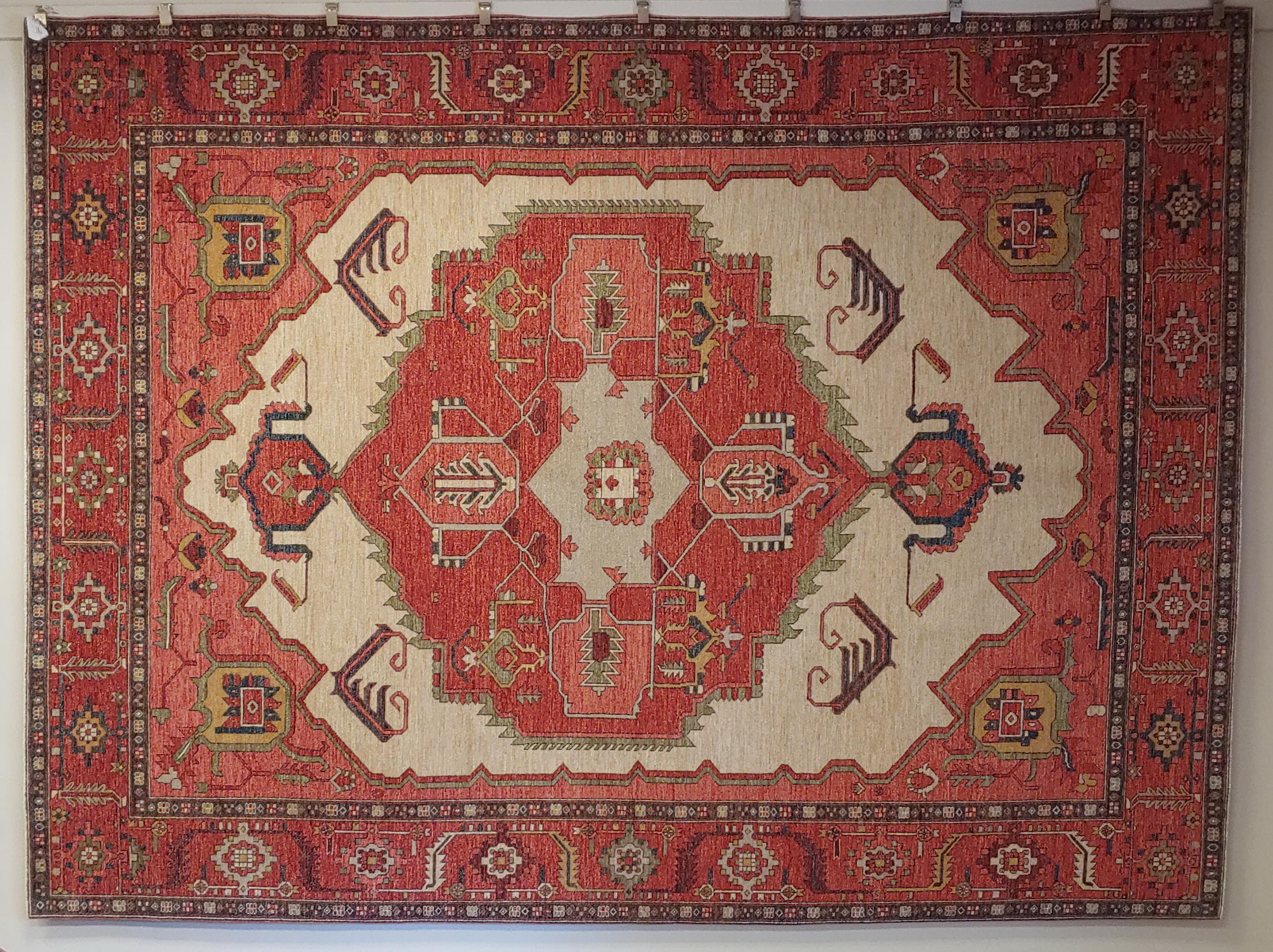 Contemporary New Rug From Afghanistan, Serapi Design, Superior Color & Drawing Wool, 9x12 For Sale