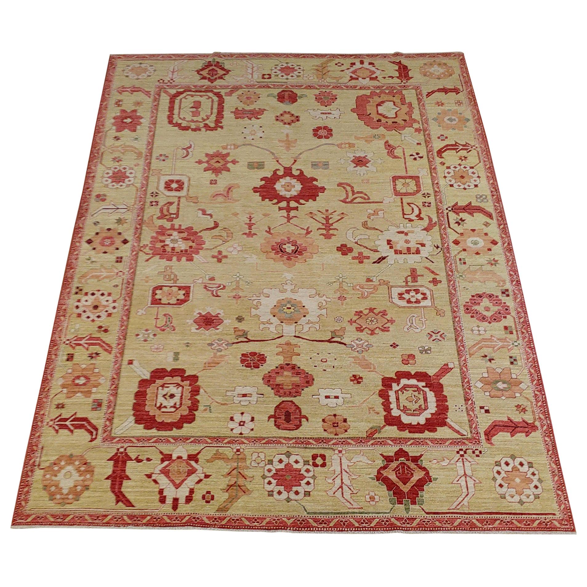 New Rug From Afghanistan, Sultanabad-Oushak Design, Superior Color/Drawing Wool For Sale