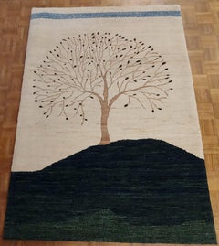 New Rug From India, Persian Gabbeh Tree Design, Wool, Natural Dyes, 3-10x6