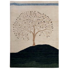 New Rug From India, Persian Gabbeh Tree Design, Wool, Natural Dyes, 3-10x6