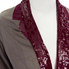 new runway DRIES VAN NOTEN AW07 silk grey red sequins kimono shirt top FR38 M