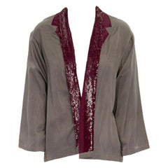 new runway DRIES VAN NOTEN AW07 silk grey red sequins kimono shirt top FR38 M