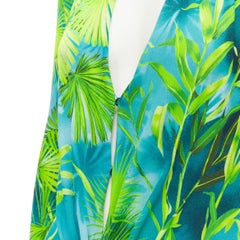 new Runway VERSACE Jlo Jungle print green viscose plunge neck bodysuit IT36 XS