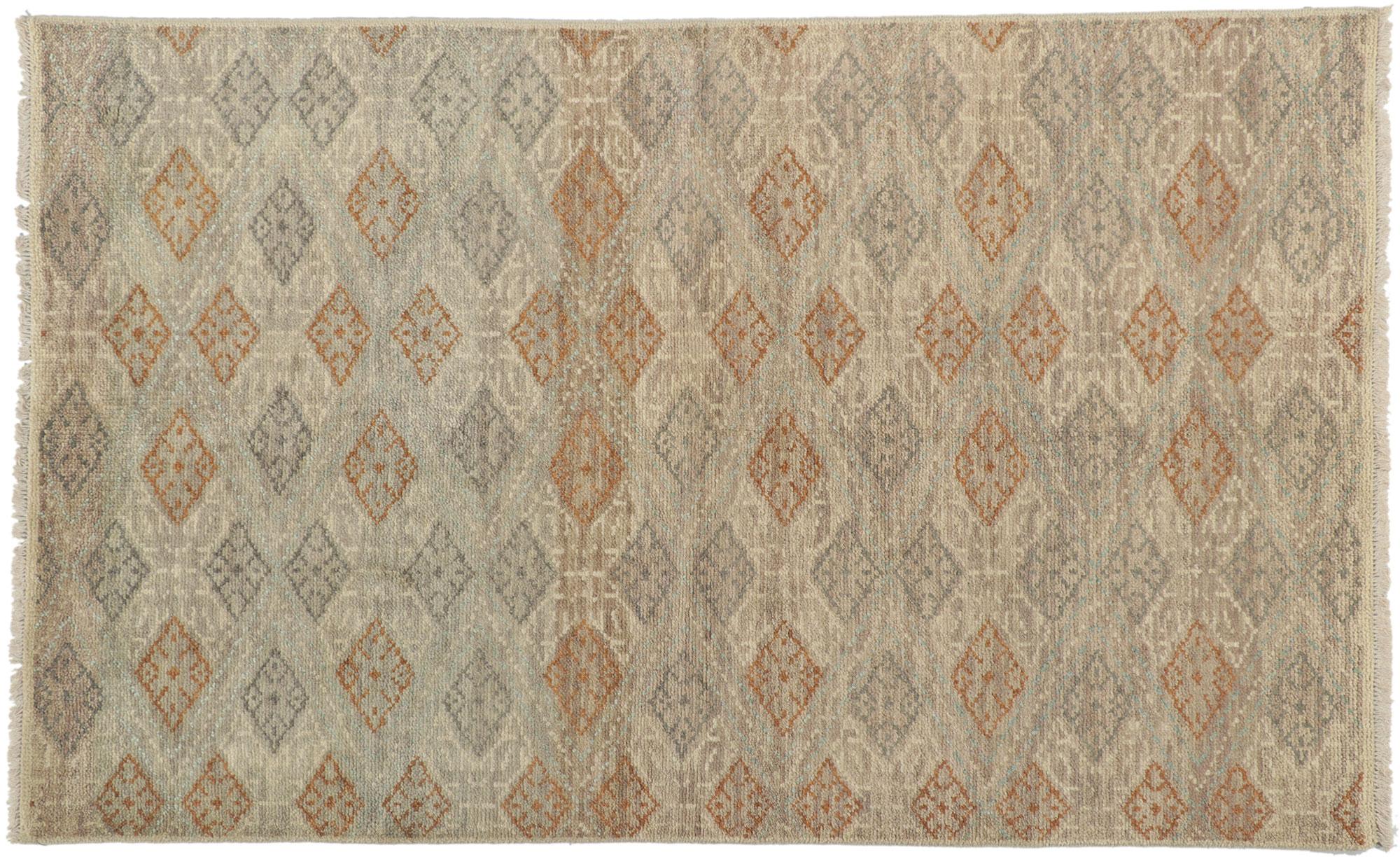 New Rustic Earth-Tone Transitional Area Rug with Modern Style For Sale 1