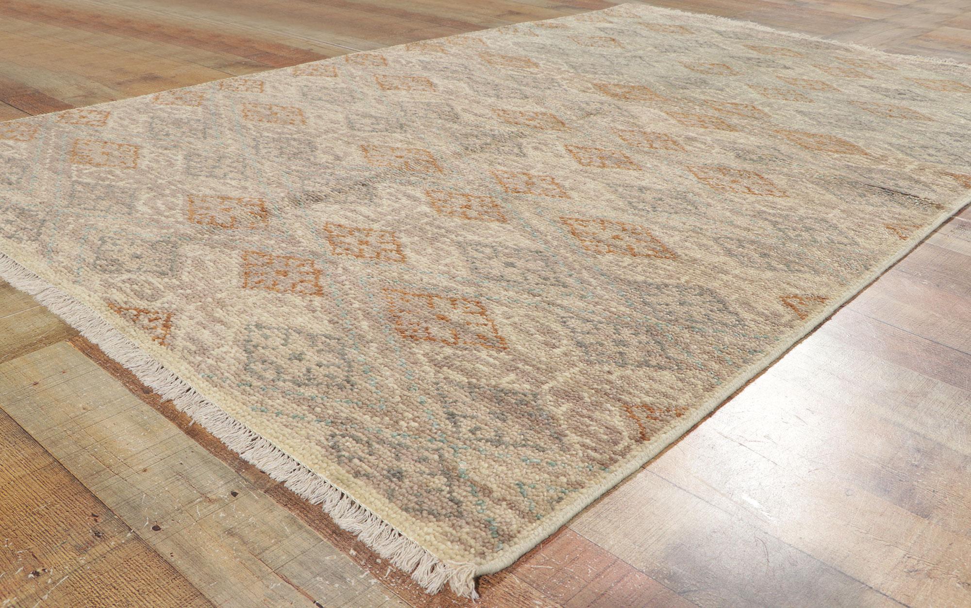 New Rustic Earth-Tone Transitional Area Rug with Modern Style In New Condition For Sale In Dallas, TX