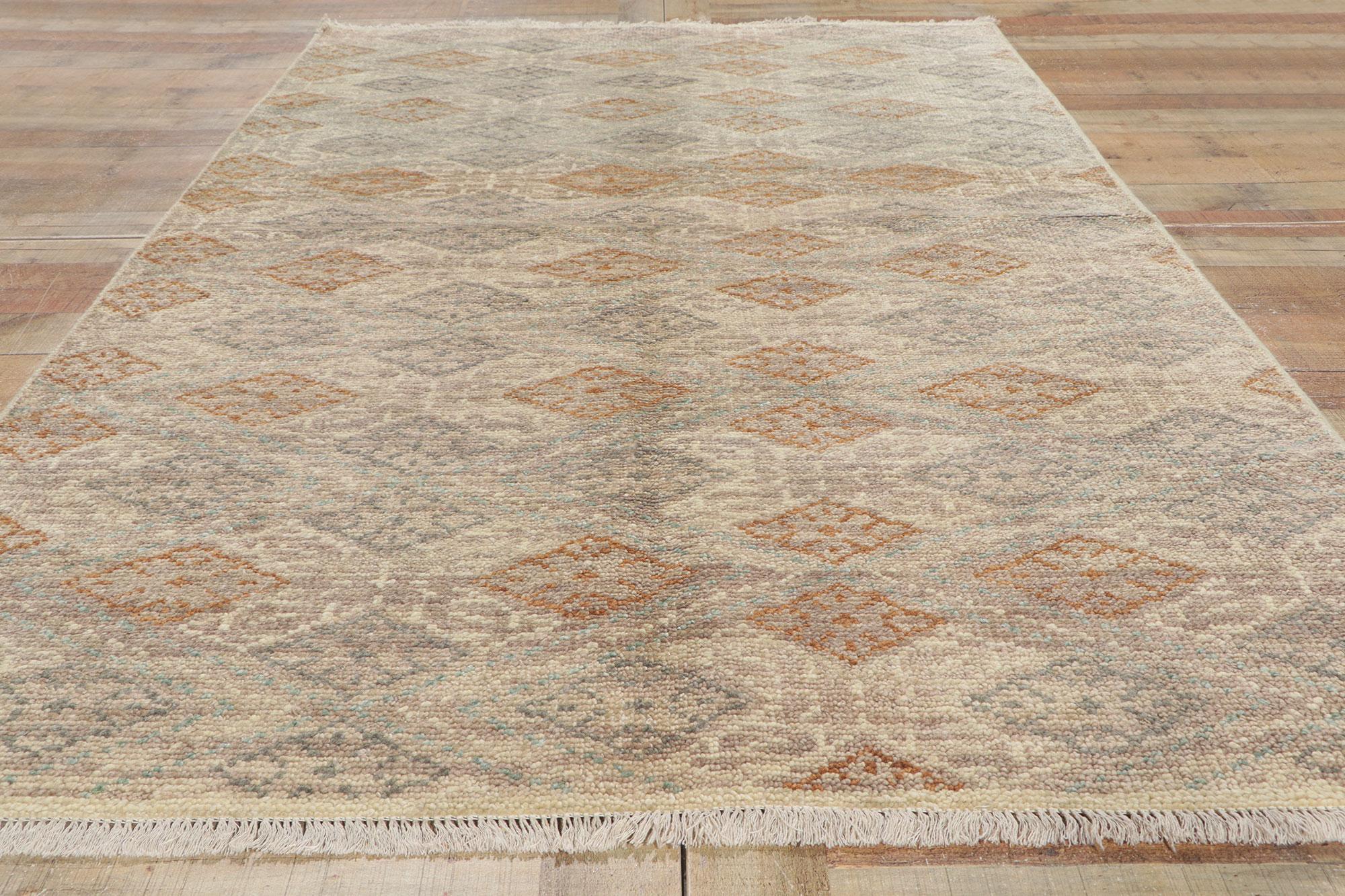 Contemporary New Rustic Earth-Tone Transitional Area Rug with Modern Style For Sale