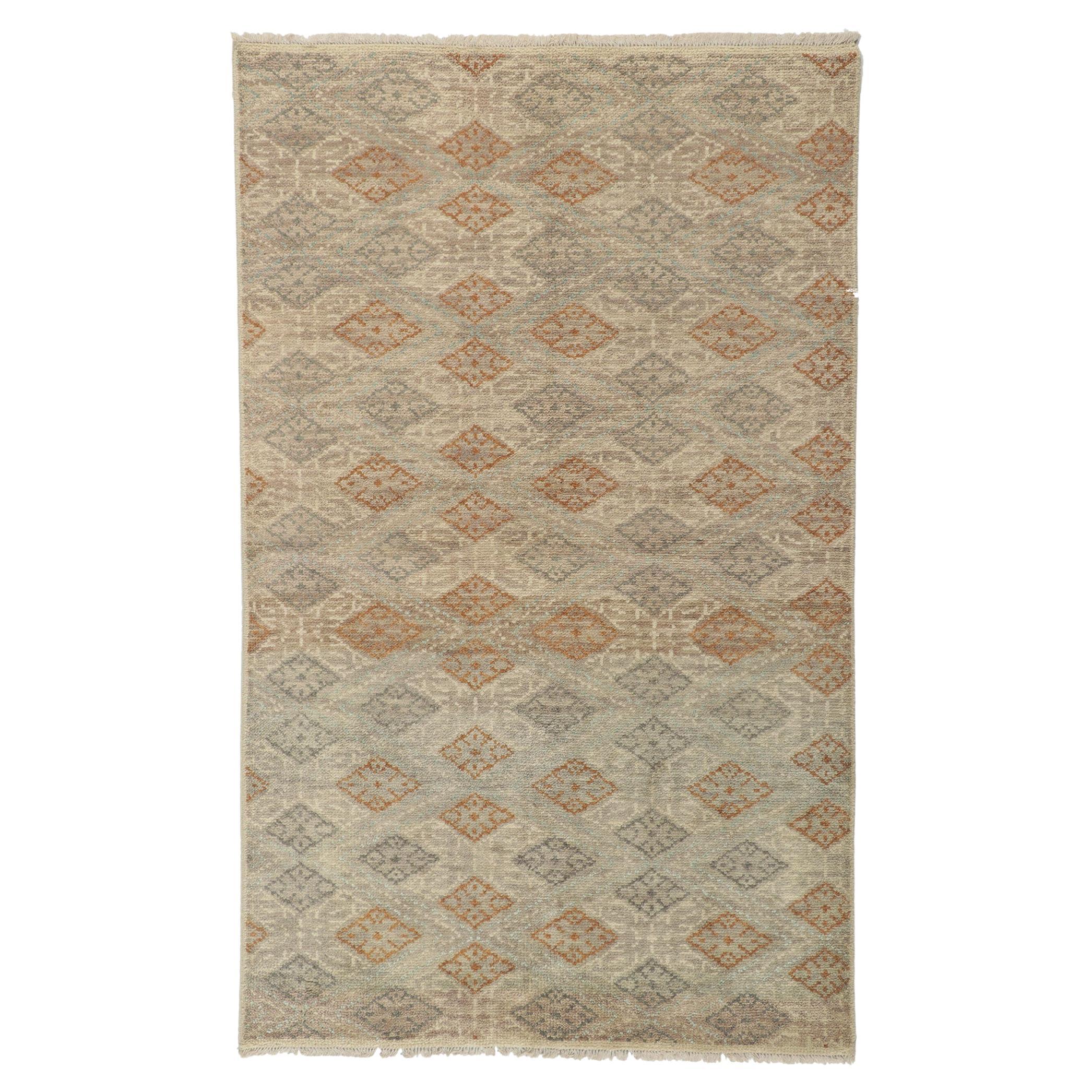 New Rustic Earth-Tone Transitional Area Rug with Modern Style