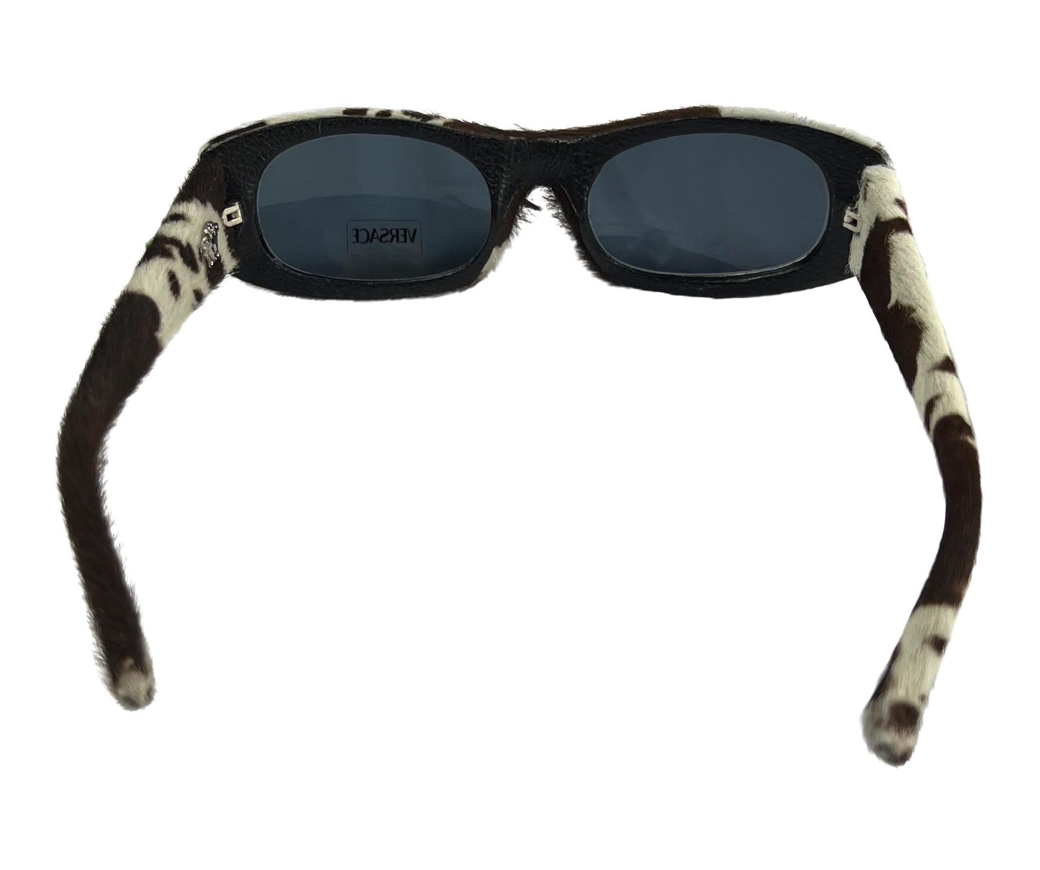 NEW S/S 1999 Gianni Versace by Donatella Pony Hair Appliqué Sunglasses  In Excellent Condition In West Hollywood, CA