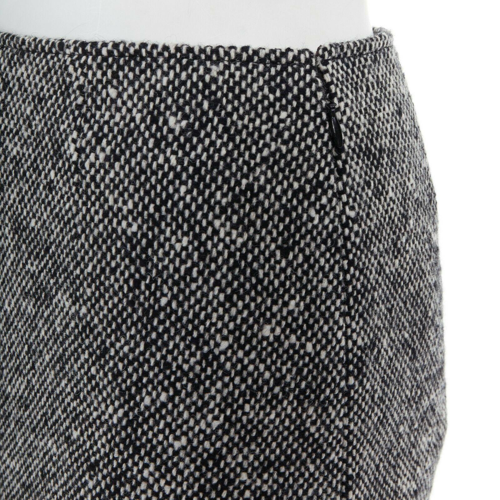 new SACAI AW15 grey wool tweed raw edge pleated back military knee skirt JP3 L 3