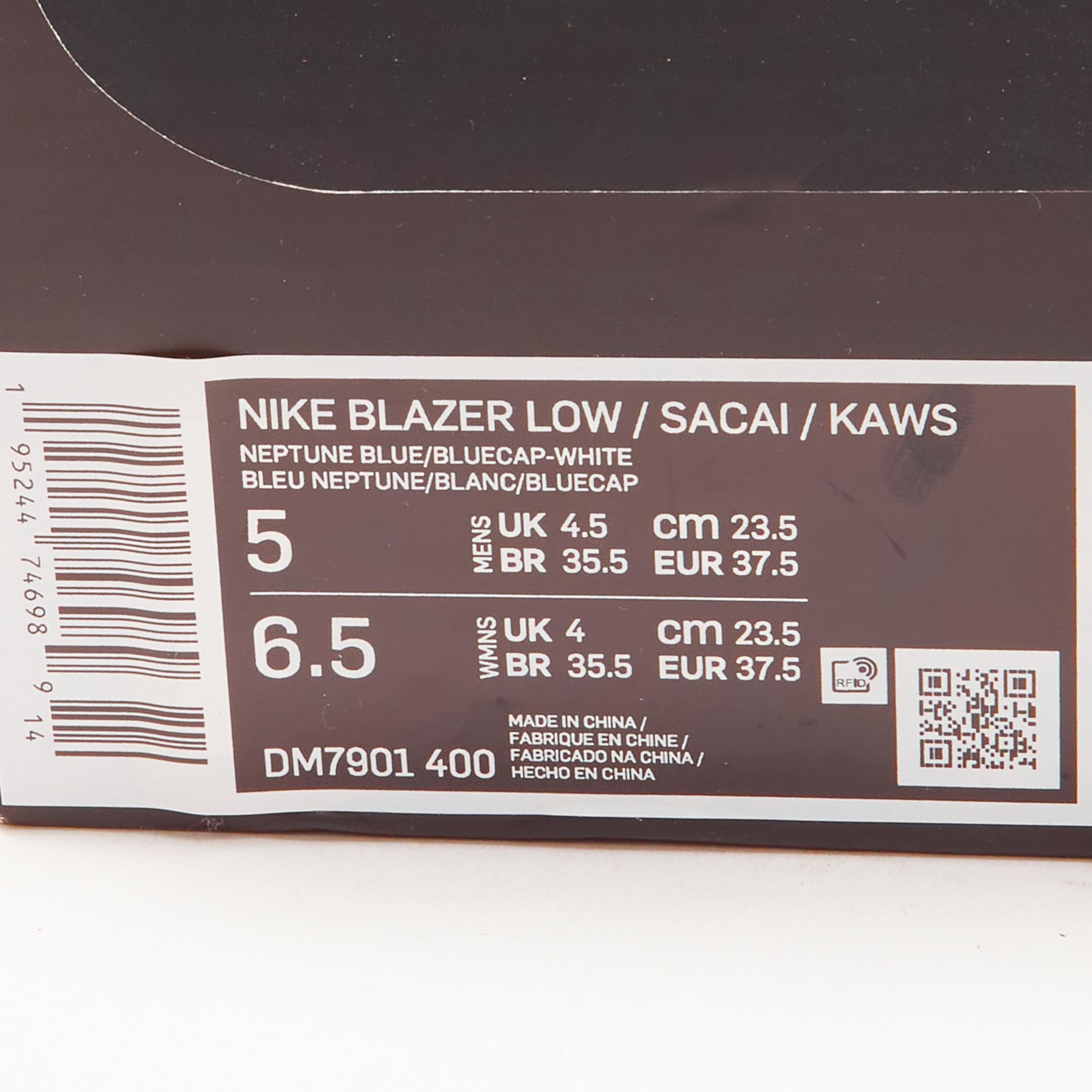 new SACAI KAWS Nike Blazer Low neptune blue mid sneaker EU5 EU37.5 DM7901 400 For Sale 7