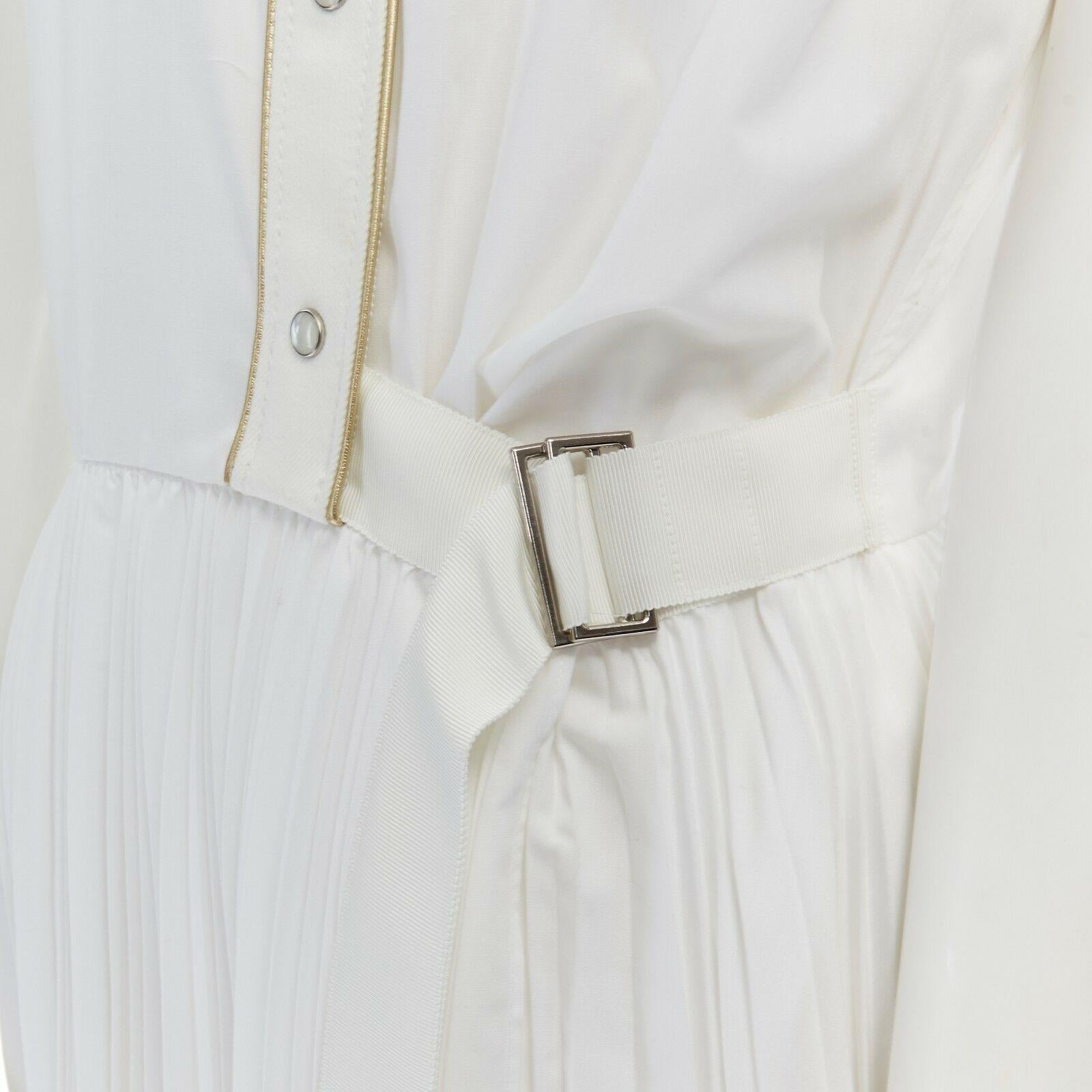 new SACAI Resort 2016 white star western shirt pleated belted cotton dress JP2 M 2