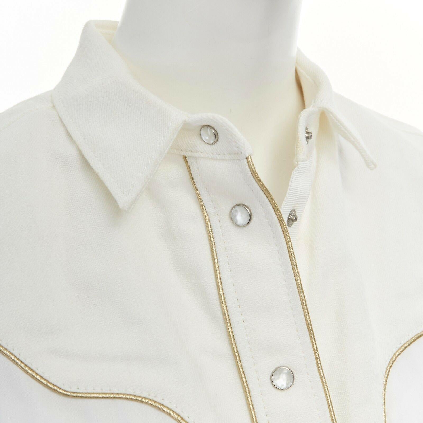 Women's new SACAI Resort 2016 white star western shirt pleated belted cotton dress JP2 M