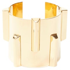 new SAINT LAUNRET Hedi Slimane architectural bar gold tone metal cuff bracelet