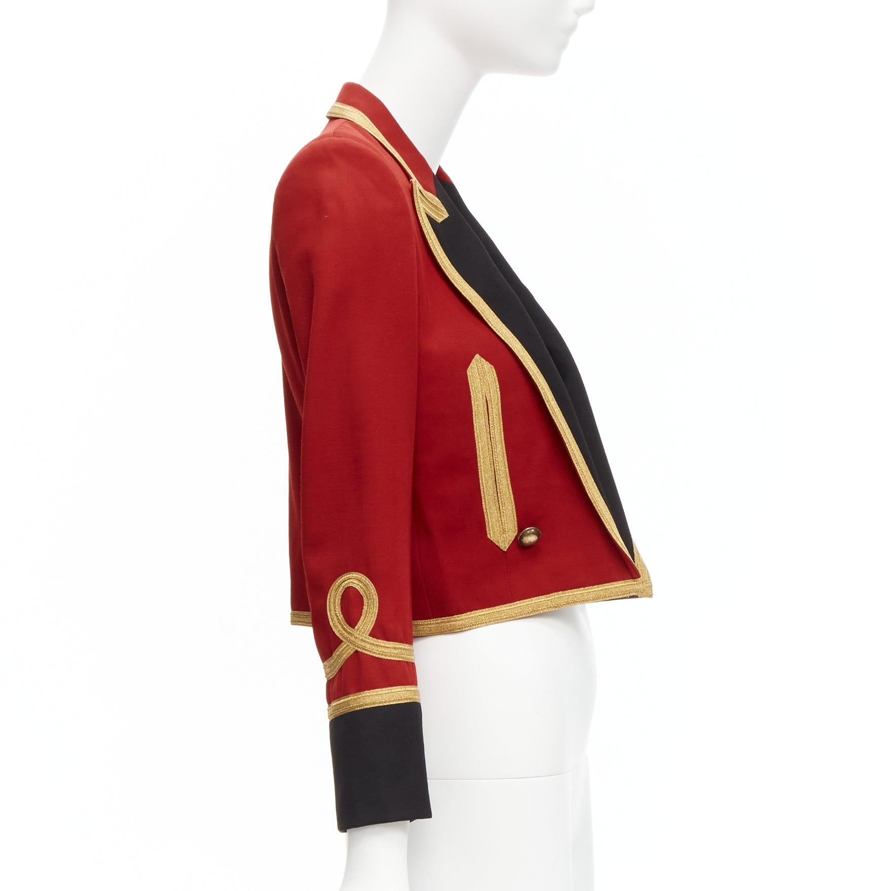 new SAINT LAURENT 2014 Spencer red wool military cropped officer jacket FR34 XS For Sale 1