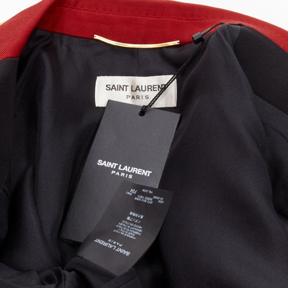 new SAINT LAURENT 2014 Spencer red wool military cropped officer jacket FR34 XS For Sale 6