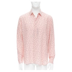 new Saint Laurent 2018 100% silk pink white star print long sleeve shirt EU38 S