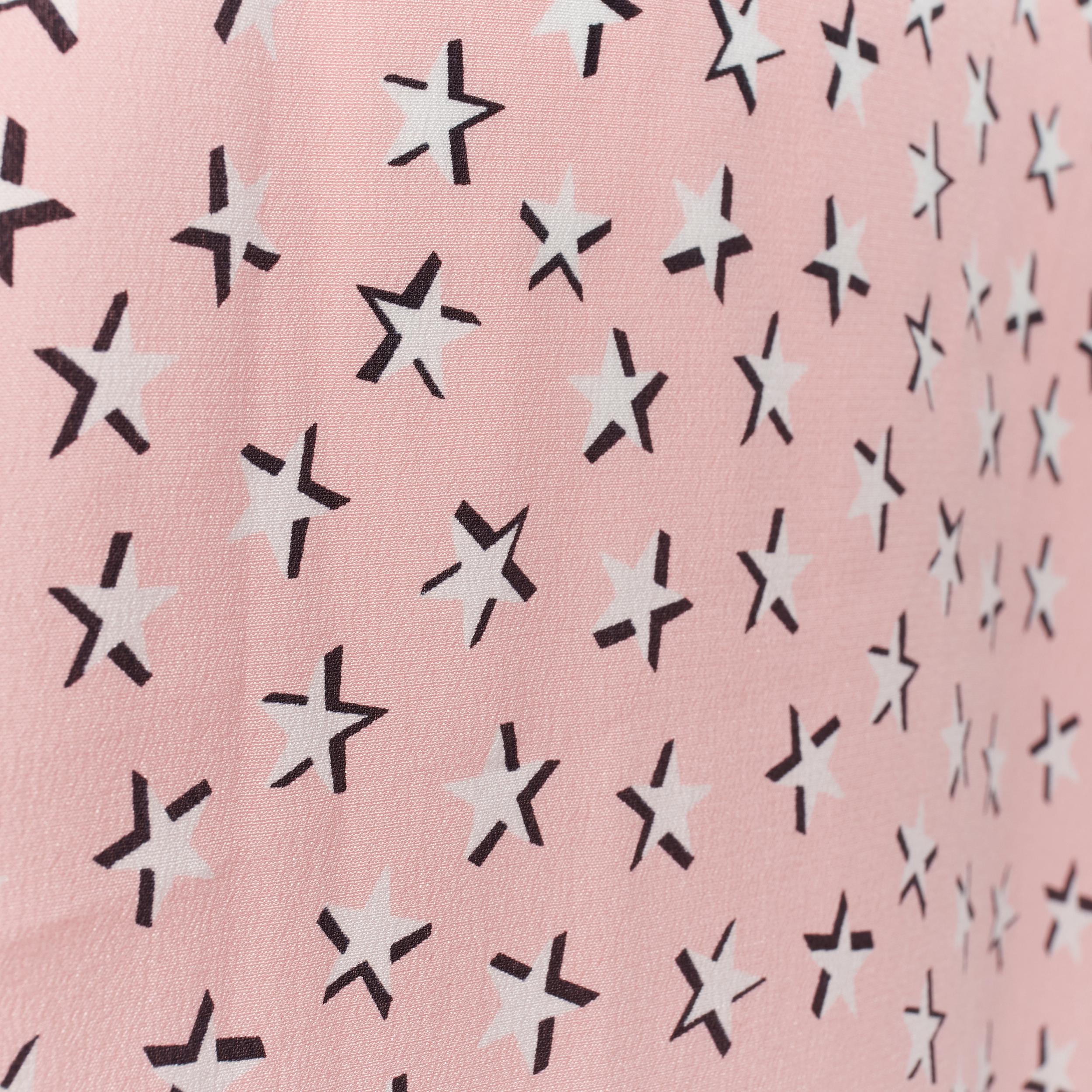 new Saint Laurent 2018 100% silk pink white star print long sleeve shirt S EU38 For Sale 3