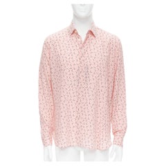 new Saint Laurent 2018 100% silk pink white star print long sleeve shirt S EU38