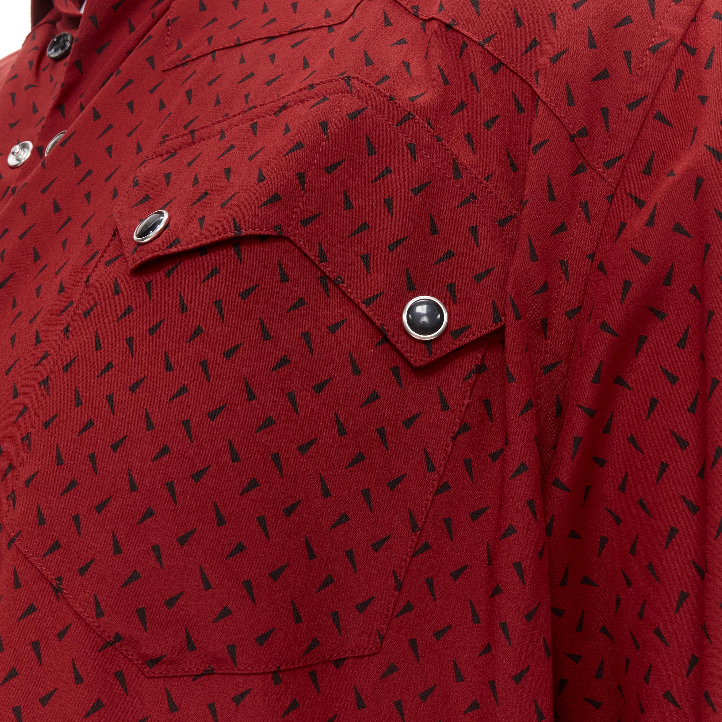 new SAINT LAURENT 2018 100% silk red black print western casual shirt EU38 S For Sale 1