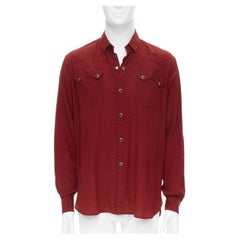 new SAINT LAURENT 2018 100% silk red black print western casual shirt EU38 S