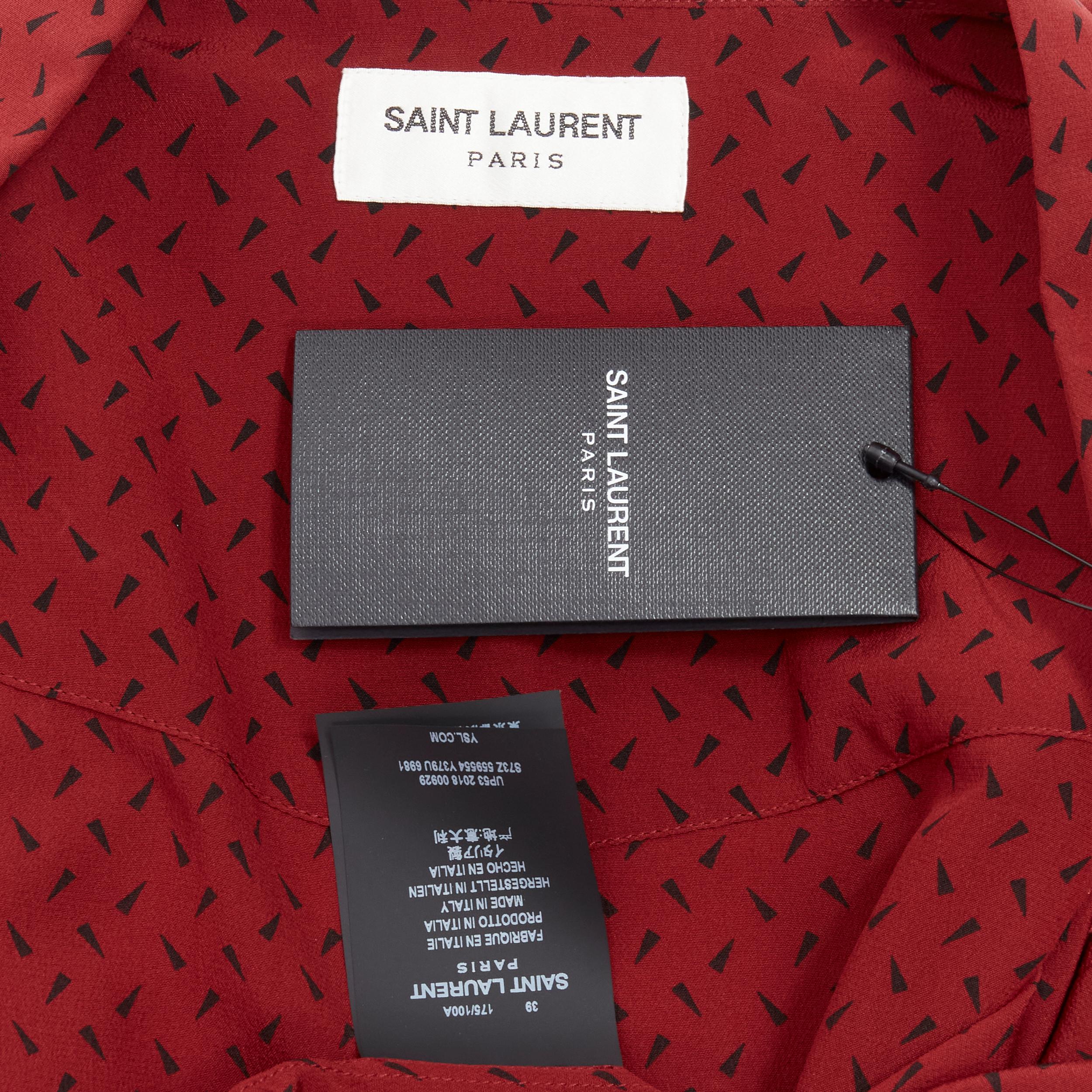 new SAINT LAURENT 2018 100% silk red black print western casual shirt EU39 M 7