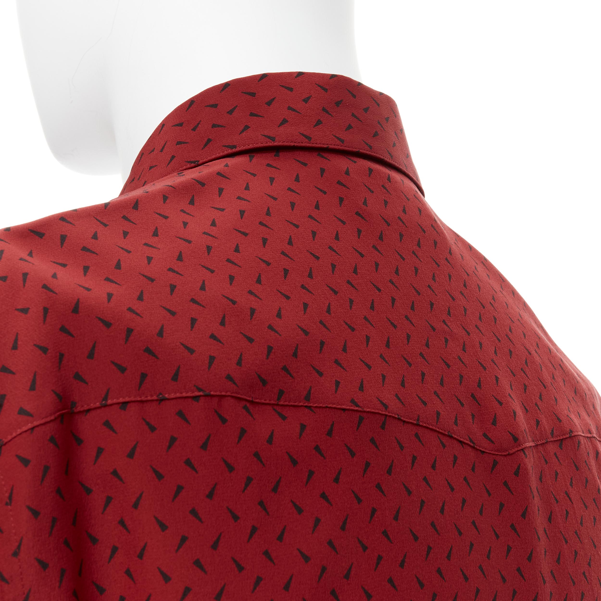 new SAINT LAURENT 2018 100% silk red black print western casual shirt EU39 M 4