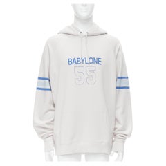 new SAINT LAURENT 2018 grey Babylone 55 vintage print hoodie  pullover XXL